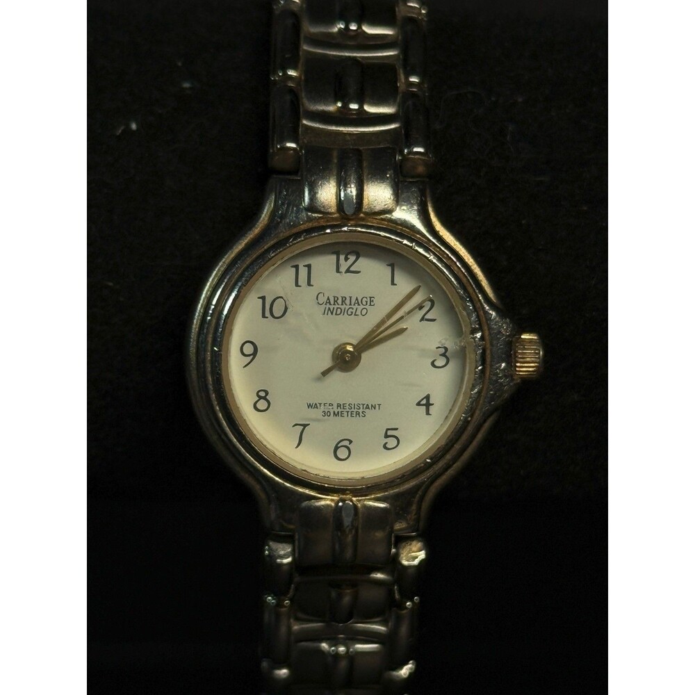 Timex Carriage Indiglo Watch Stainless Back Base Metal Bezel